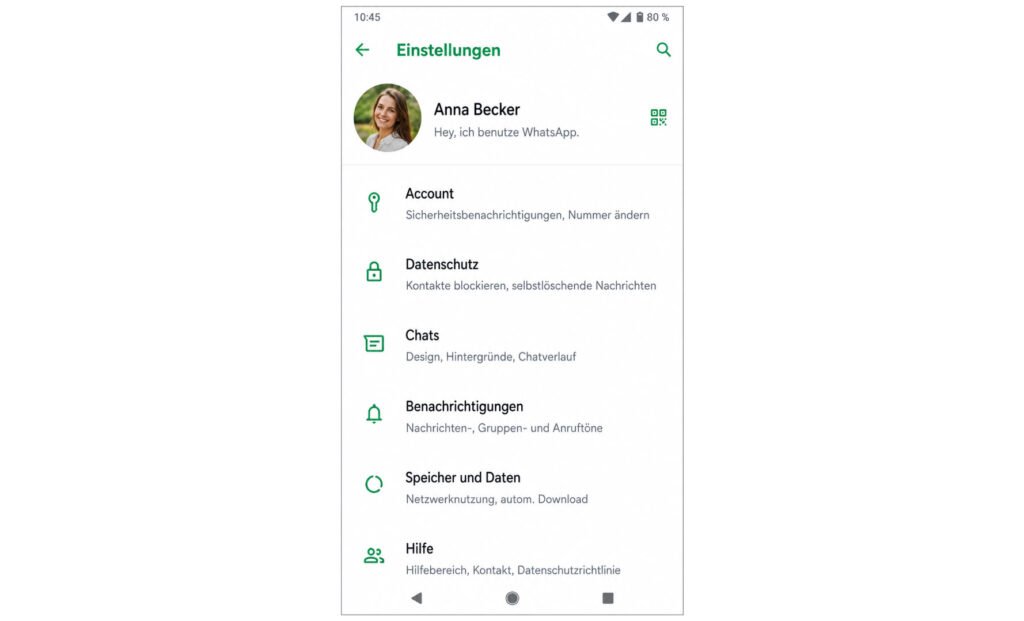 Einstellungen mit eigenem Profilbild