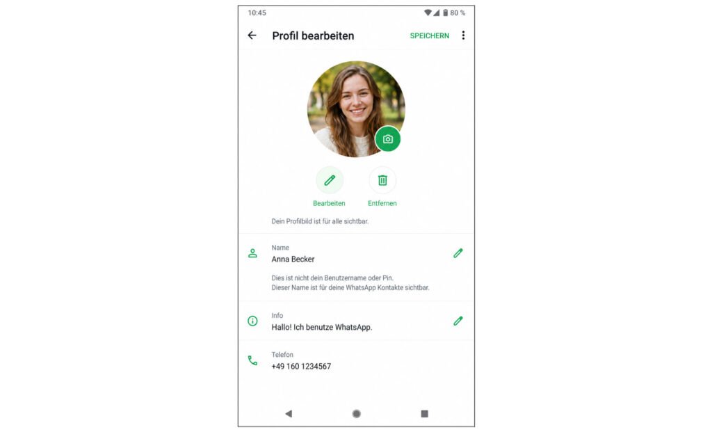 Profilbild bearbeiten und Papierkorb auswählen