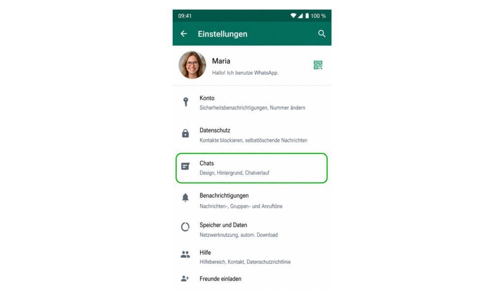 Bereich Chats in den WhatsApp-Einstellungen