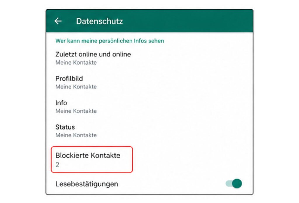 Liste der blockierten Kontakte öffnen