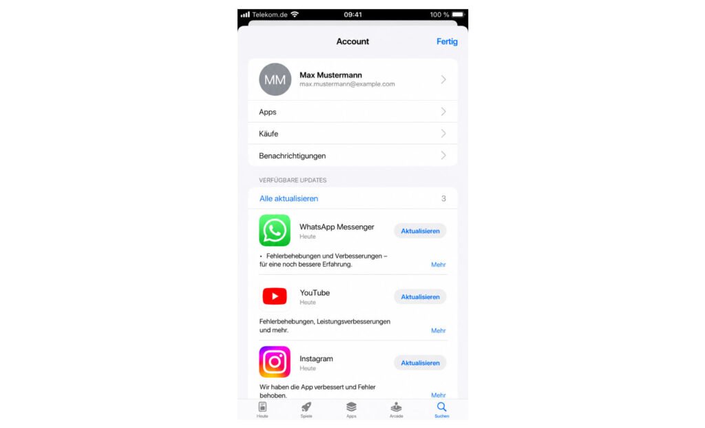 WhatsApp in der Liste der App-Updates