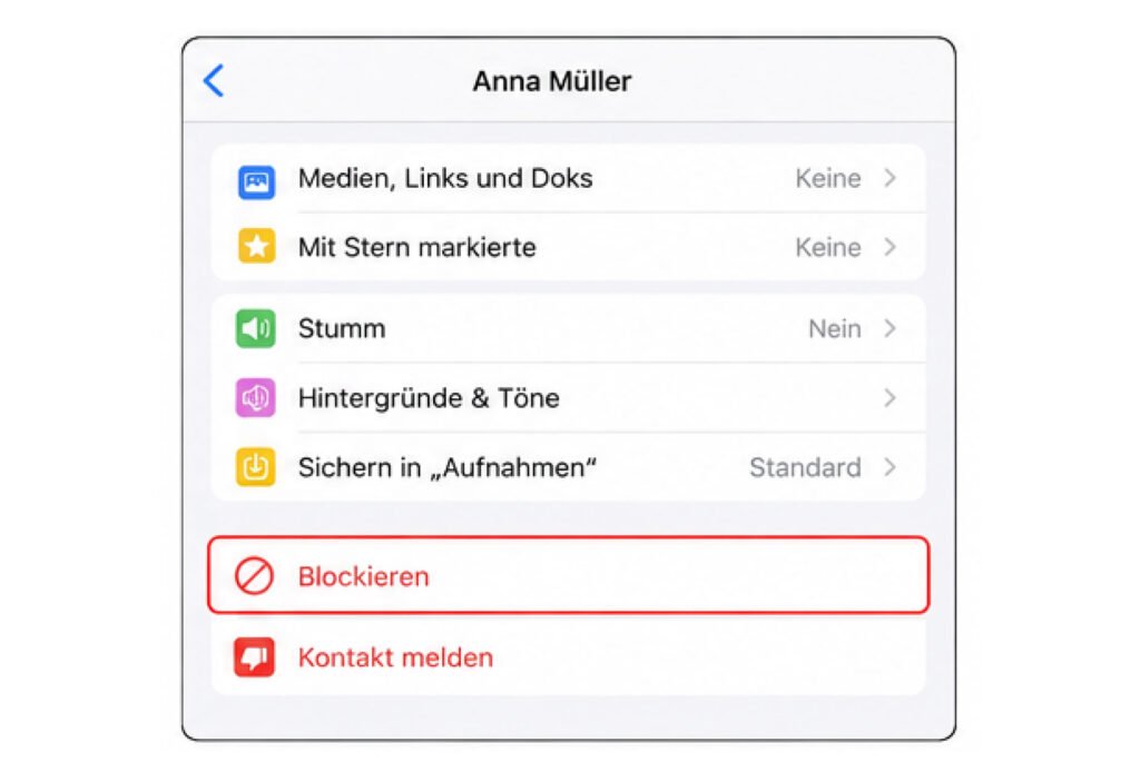 „Blockieren“ auf dem iPhone auswählen