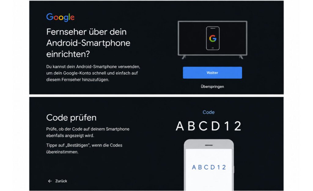 Code bei der Android TV Einrichtung prüfen