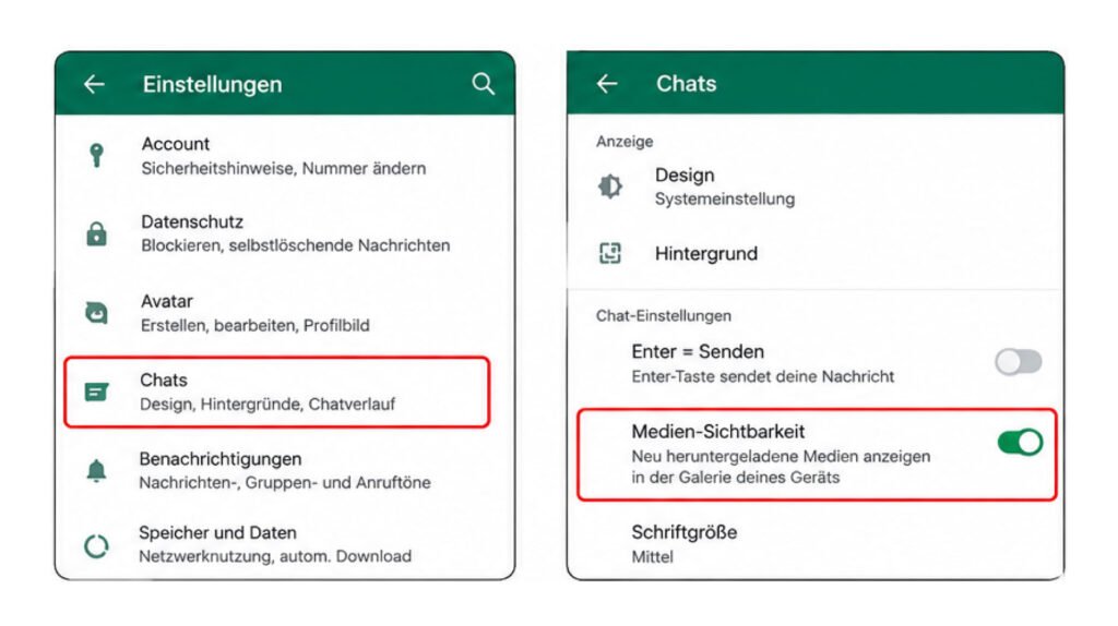 Medien-Sichtbarkeit unter Chats einschalten