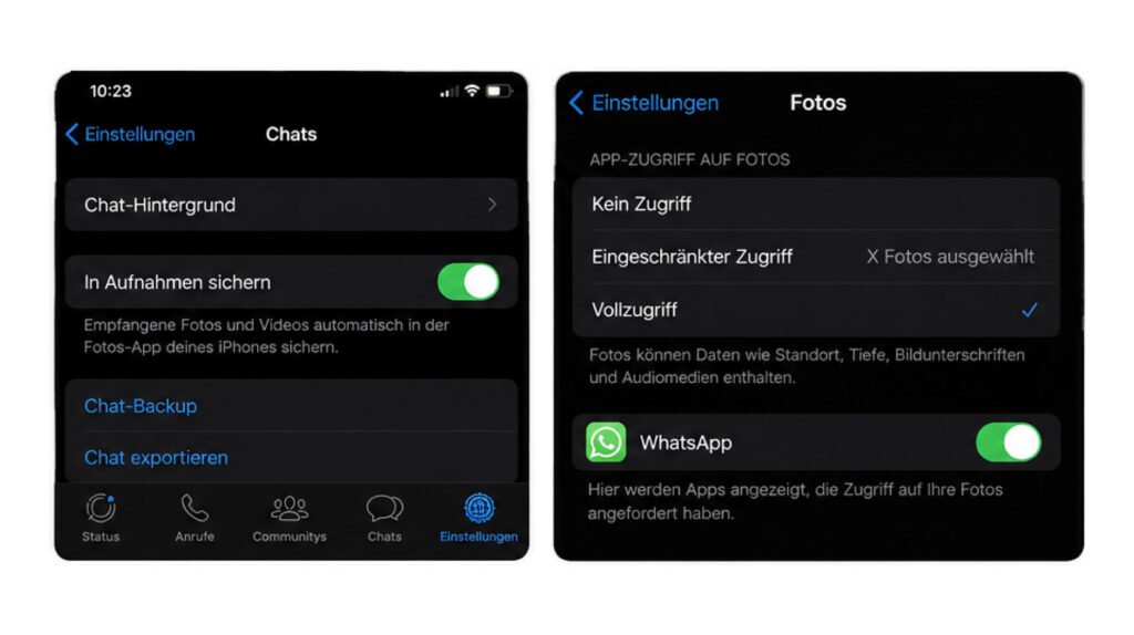 Foto-Berechtigungen auf dem iPhone prüfen