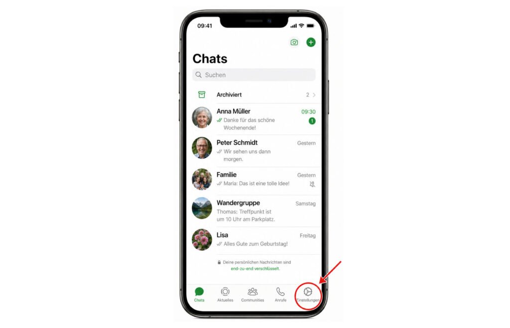 WhatsApp-Einstellungen auf dem iPhone öffnen