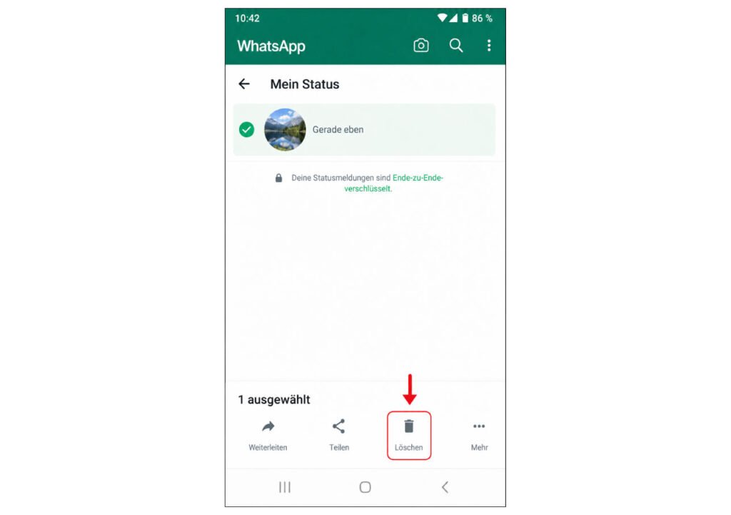 WhatsApp Status auf einem Samsung-Handy löschen