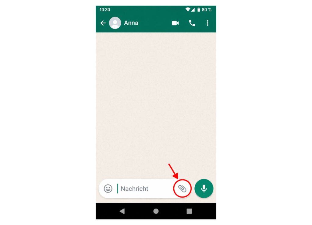 Büroklammer im WhatsApp-Chat