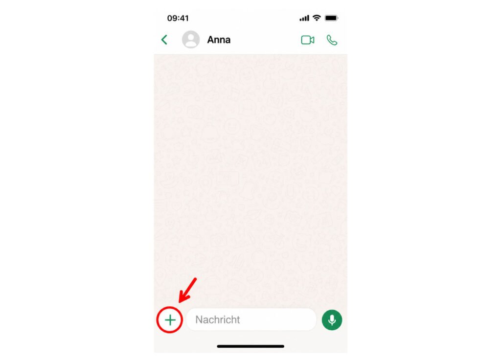 Pluszeichen im WhatsApp-Chat auf dem iPhone