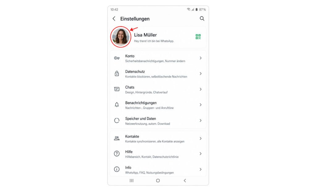 Profilbild in WhatsApp auf einem Samsung Galaxy öffnen