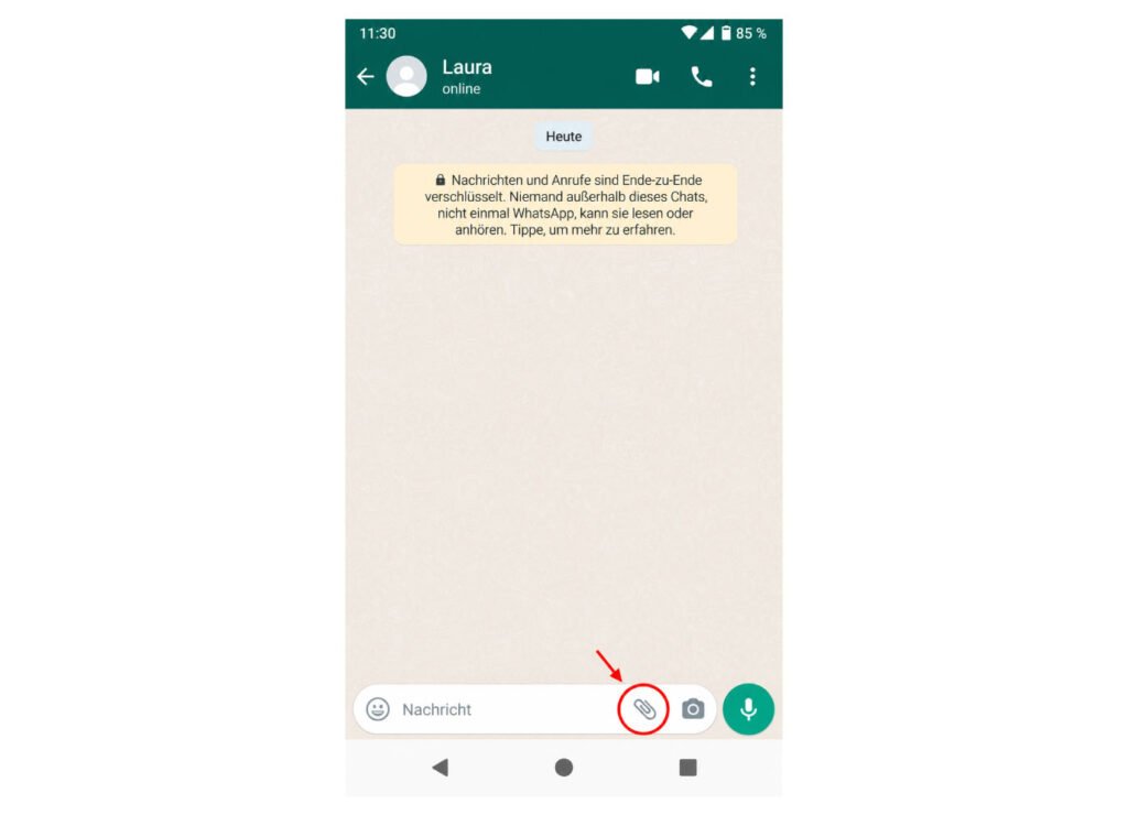 Büroklammer im WhatsApp-Chat