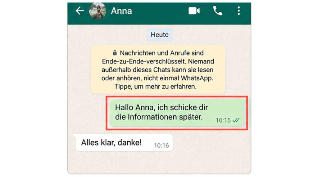 WhatsApp-Nachricht gedrückt halten und Papierkorb auswählen