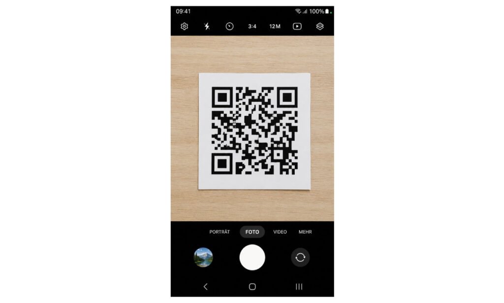 QR-Code vollständig in der Kamera anzeigen