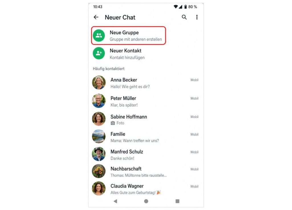 Auswahl „Neue Gruppe“