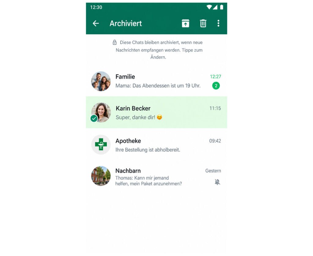 Archivierten Chat auf Android lange gedrückt halten