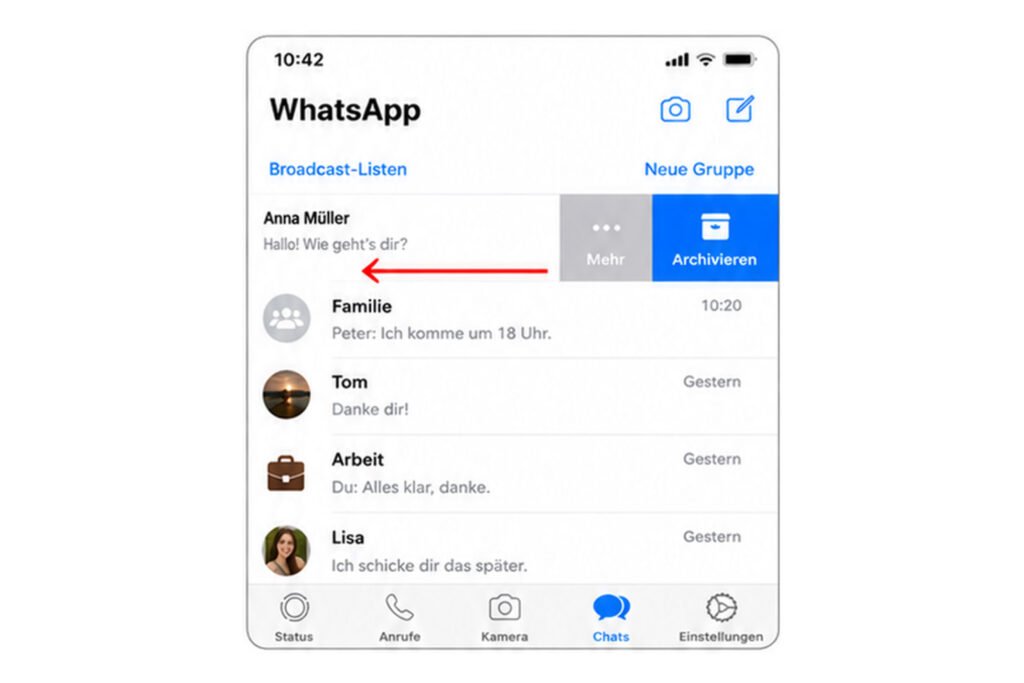 Chat auf dem iPhone nach links wischen