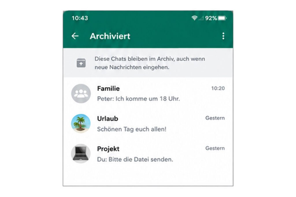 Bereich „Archiviert“ über der Chatliste