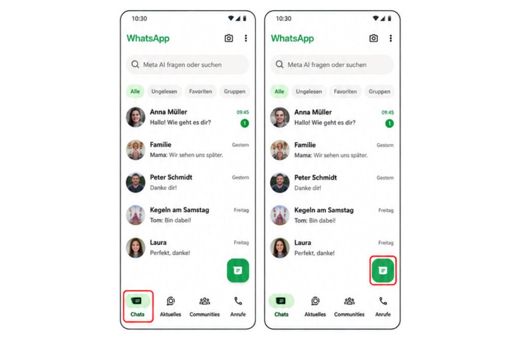 WhatsApp öffnen und Neuer Chat auswählen