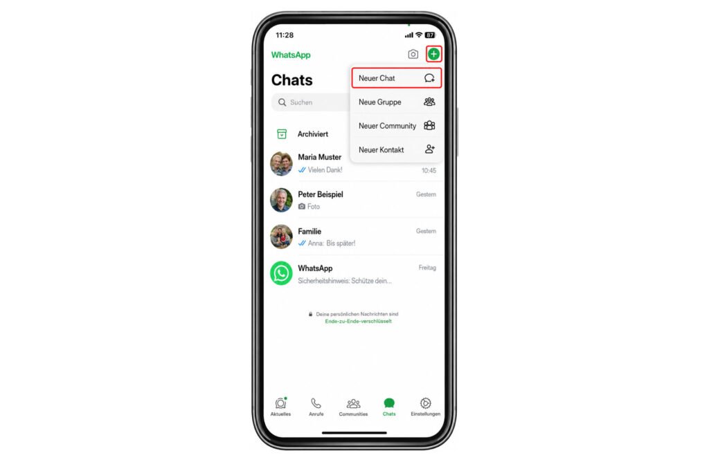 Neuer Chat auf dem iPhone öffnen