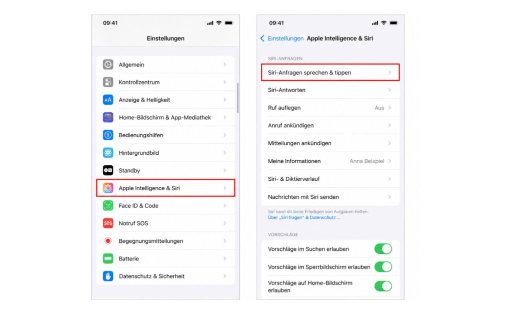 Apple Intelligence & Siri in den Einstellungen öffnen