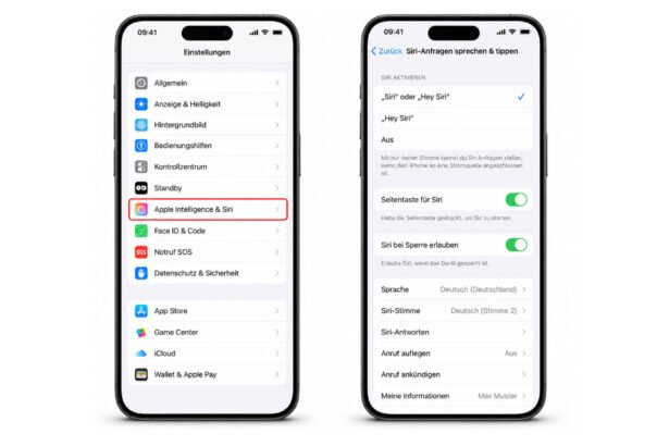 „Siri“ oder „Hey Siri“ auswählen