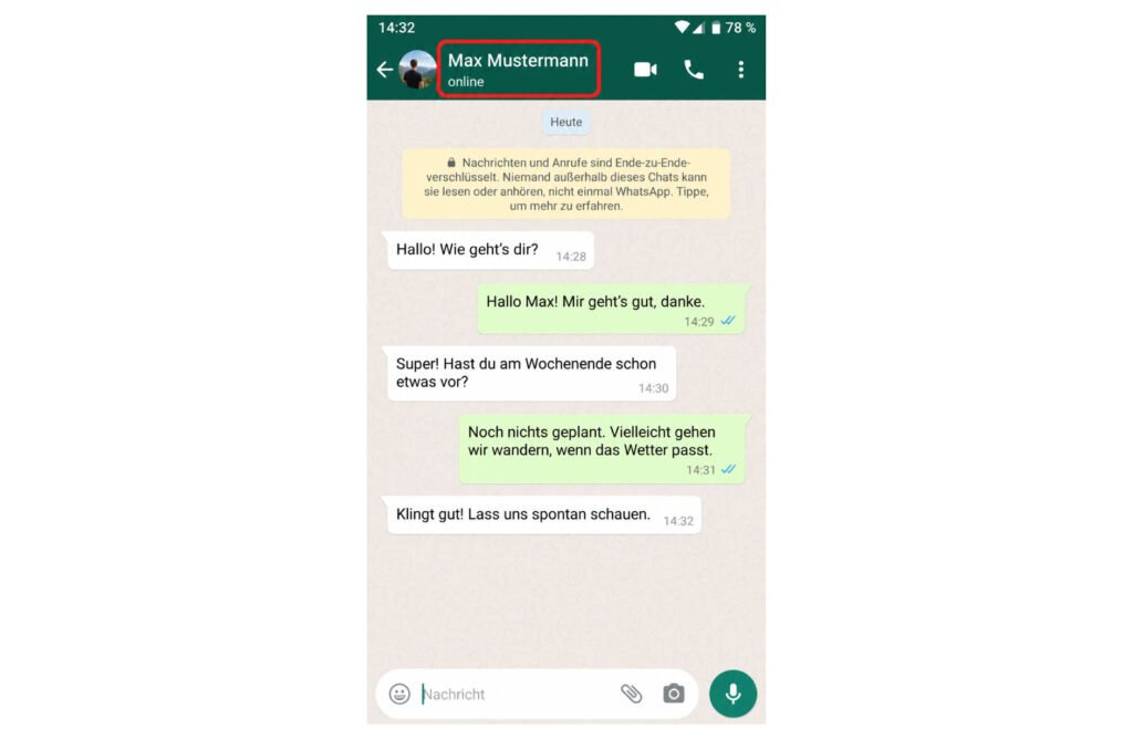 WhatsApp-Chat öffnen und oben auf den Namen tippen