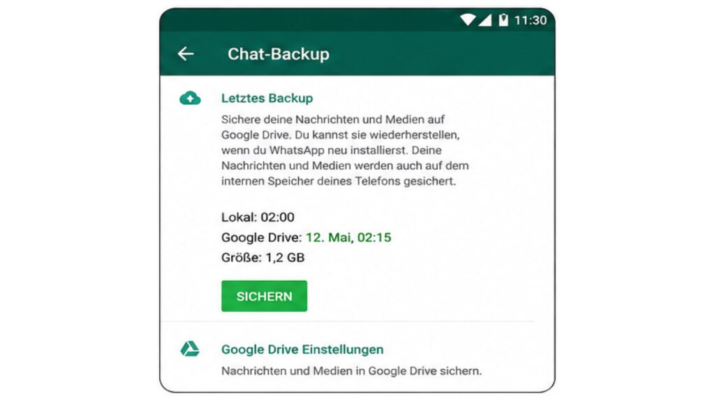 Chat-Backup mit Datum der letzten Sicherung