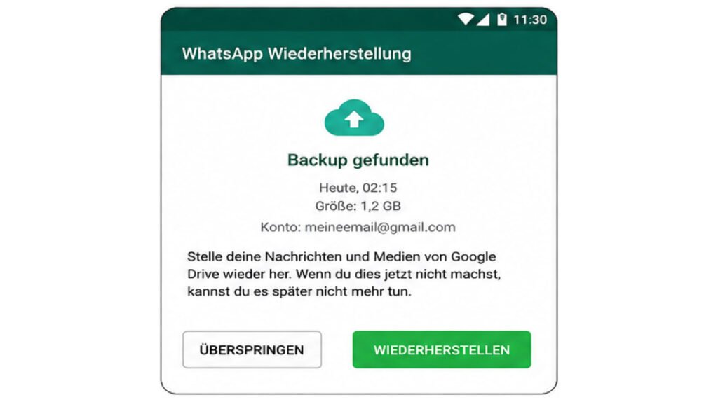 WhatsApp fragt nach dem Wiederherstellen des Backups