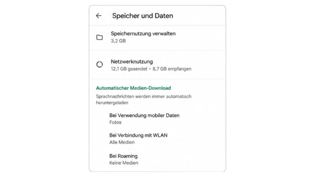 Automatischer Medien-Download unter Speicher und Daten