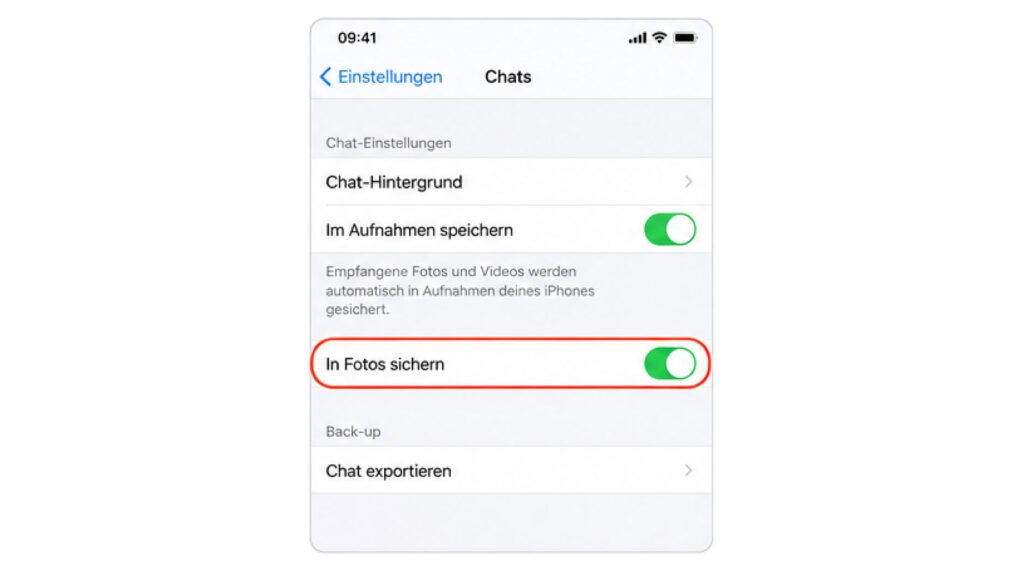 In Fotos sichern unter Chats aktivieren